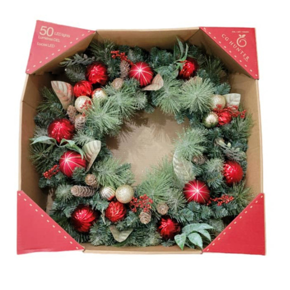 NEW‎ 30" Pre-Lit Deco Wreath Holiday Christmas Door Hanging Battery Operated - Picture 1 of 3